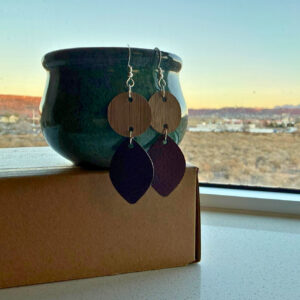 Geometric Leather & Wood Earrings