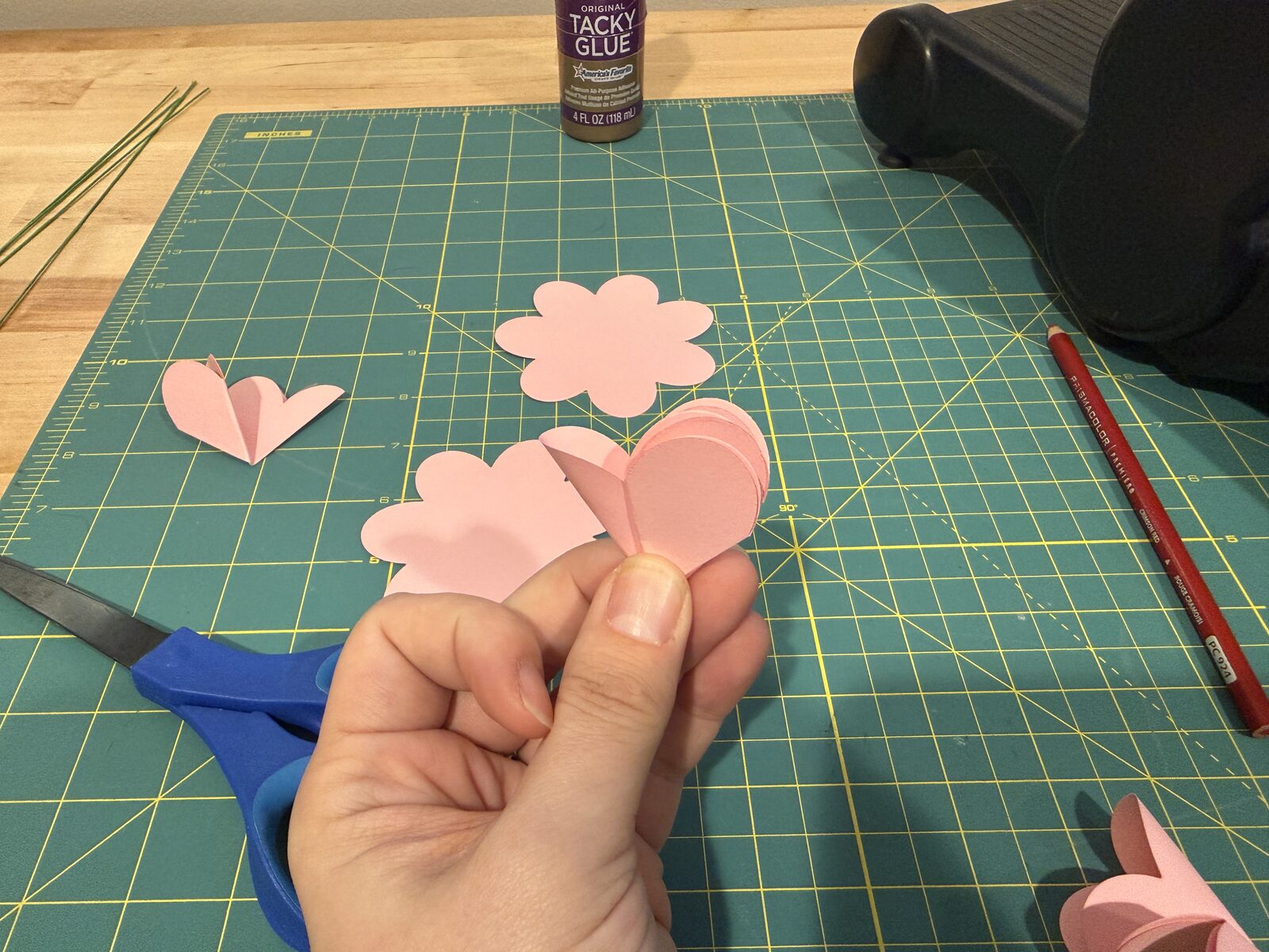Rose layer folded to find center point